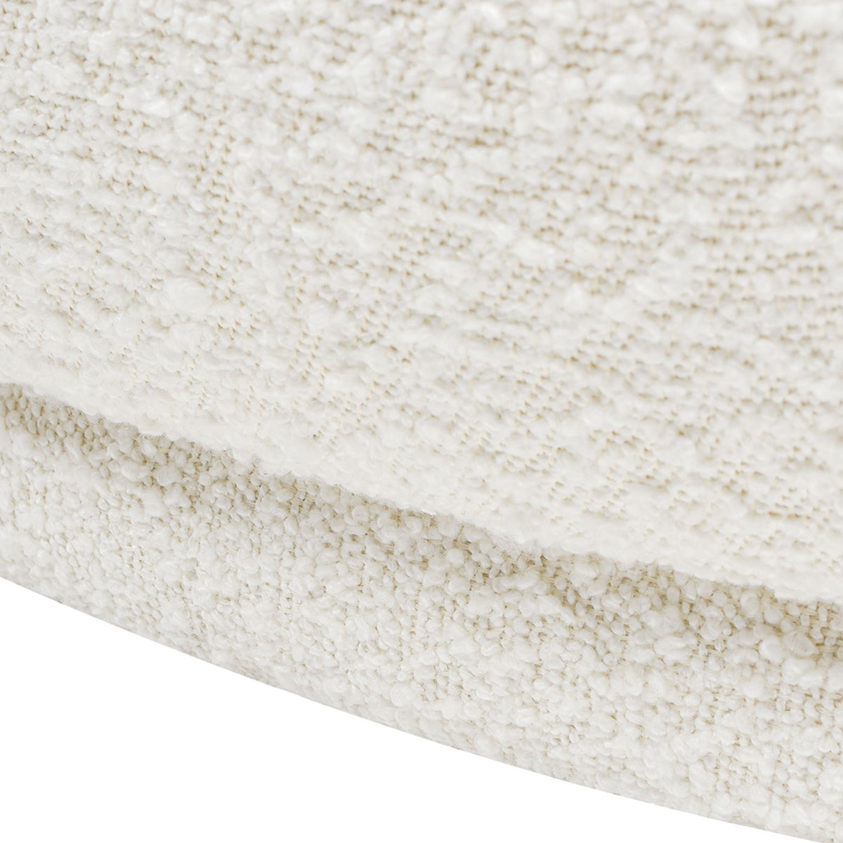 Ivory white modern rounded chaise lounge with faux sheepskin upholstery close-up on Tampa Home & Garden Store