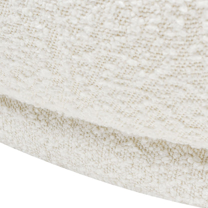 Ivory white modern rounded chaise lounge with faux sheepskin upholstery close-up on Tampa Home & Garden Store