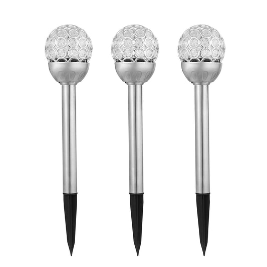 Solarek 3-pack outdoor solar ball RGB lights with stainless steel posts IP44 waterproof on Tampa Home & Garden Store