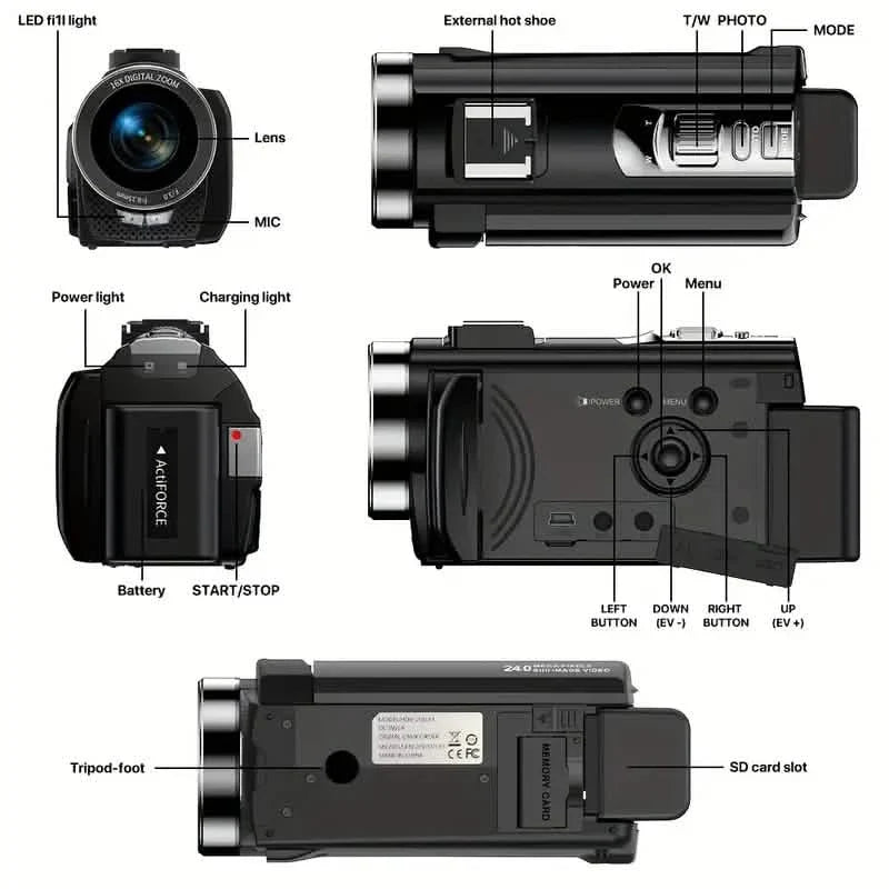 Camcorder bundle 16x zoom 1080P HD with 2 batteries, 32GB TF card, mic, hood and bag on Tampa Home & Garden Store