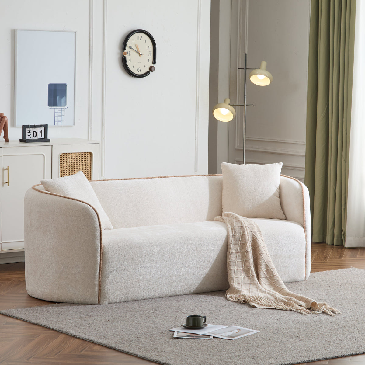 Coral Curved Boucle Sofa and Elegant Style
