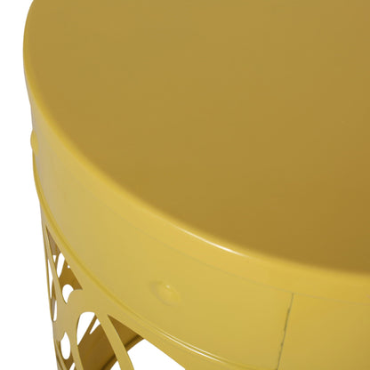 Outdoor Metal Side Tables Set of Two for Patio