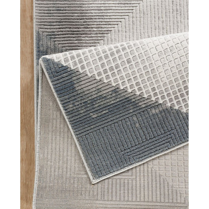 Geometric 3D area rug gray ivory layered texture by HouseOfZazla on Tampa Home & Garden Store