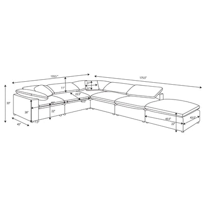 Segoura modular sectional with ottoman line drawing; 2-piece set HouseOfZazla on Tampa Home & Garden Store