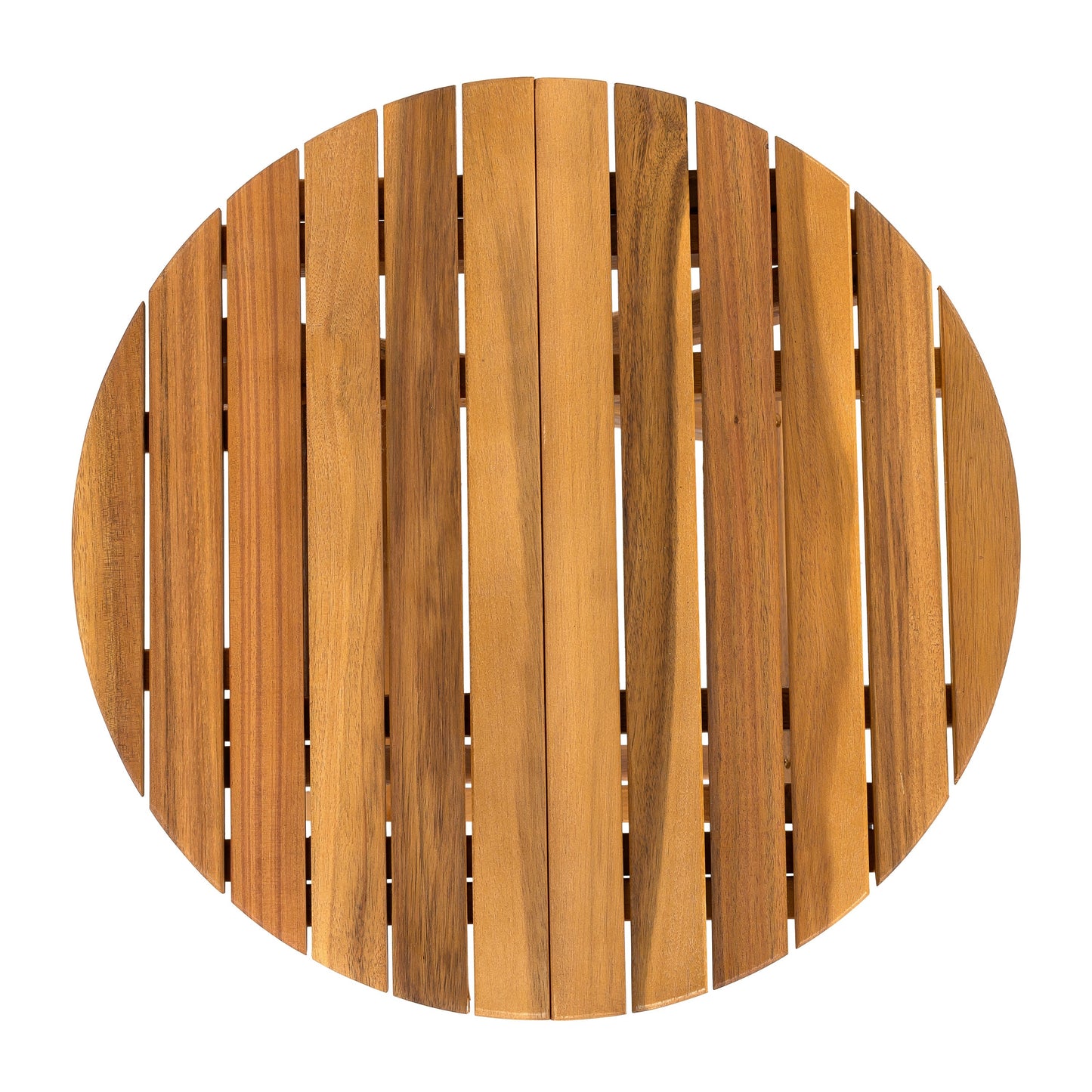 Outdoor club chairs in warm brown acacia wood slat backs with rounded top edge by HouseOfZazla on Tampa Home & Garden Store