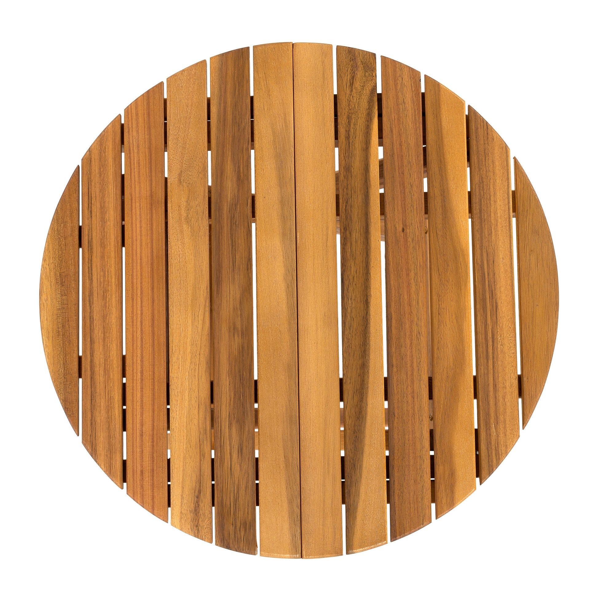 Outdoor club chairs in warm brown acacia wood slat backs with rounded top edge by HouseOfZazla on Tampa Home & Garden Store