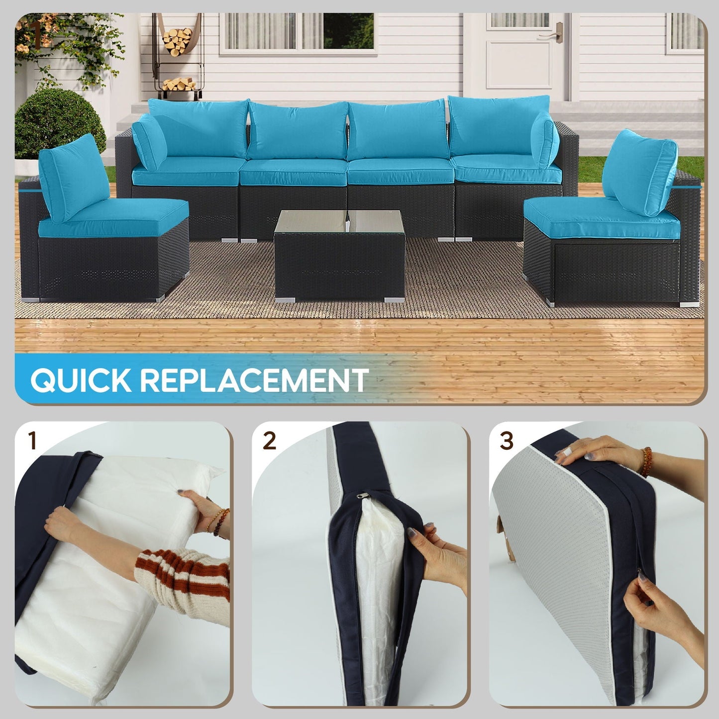 Outdoor Deep Seat Cushions for Sectionals
