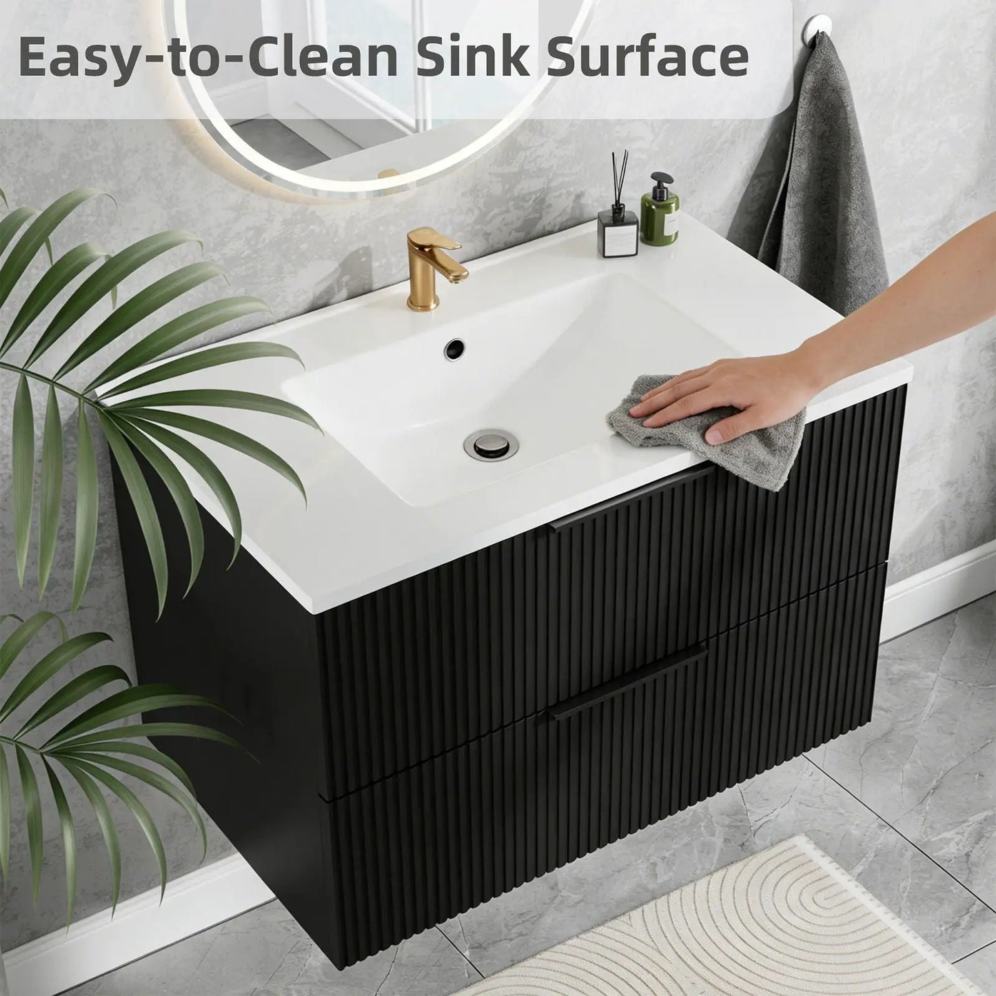 Floating Wall Mounted Vanity Sink and Drawers