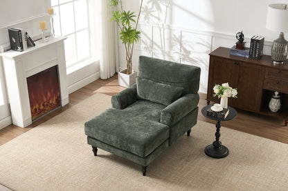Green chaise lounge recliner chair by HouseOfZazla in a chic room with plant and cabinet on Tampa Home & Garden Store