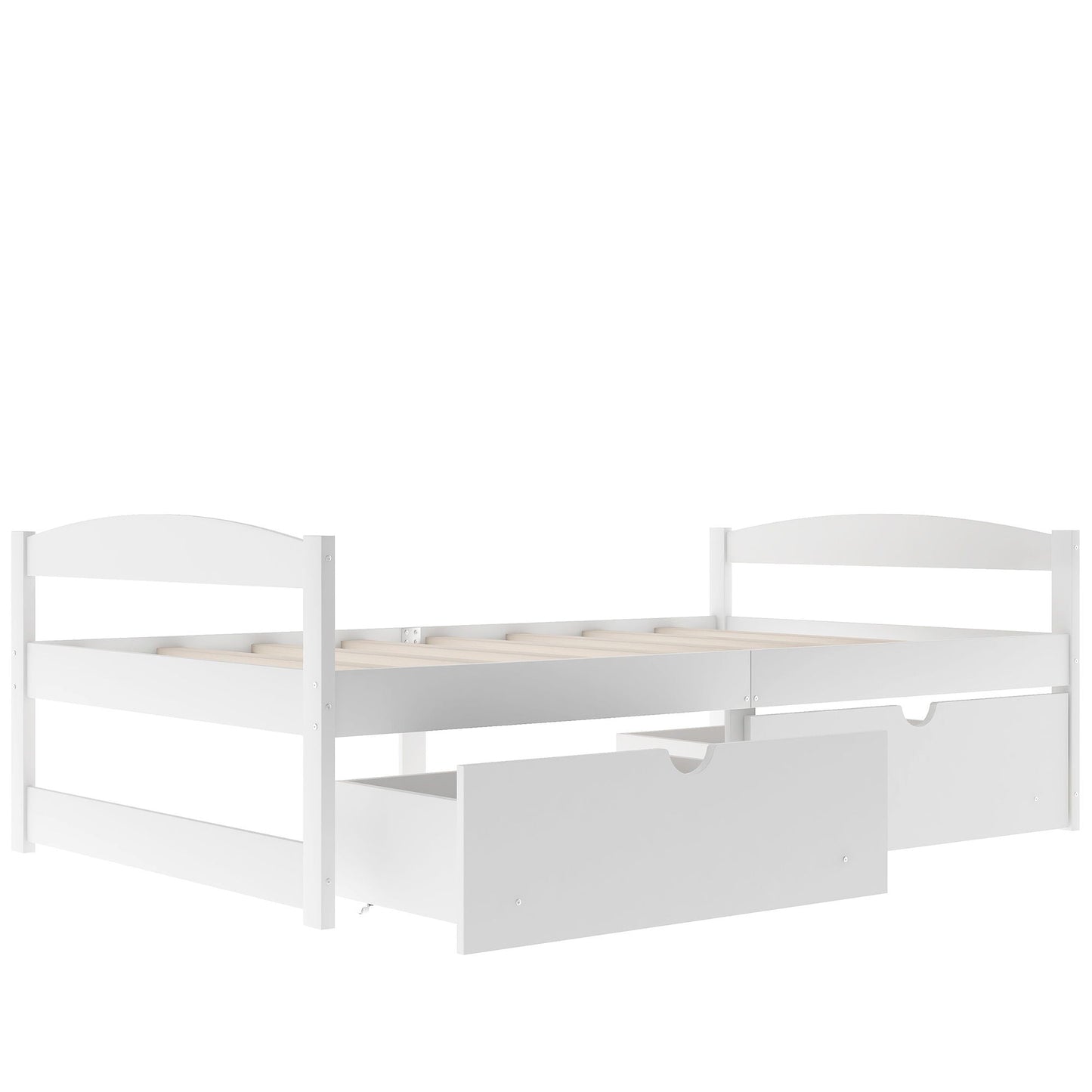 Platform bed with 2 drawers in white wood by HouseOfZazla storage bed on Tampa Home & Garden Store