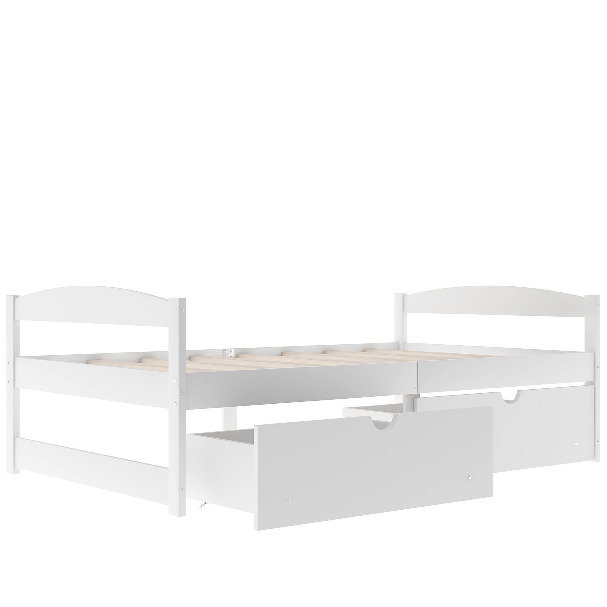 Platform bed with 2 drawers in white wood by HouseOfZazla storage bed on Tampa Home & Garden Store