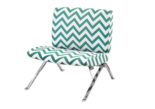 Accent chair armless with teal chevron fabric and chrome X-frame legs Unique Piece Furniture on Tampa Home & Garden Store