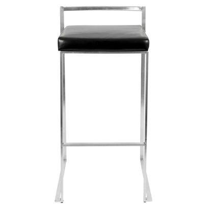 Contemporary stackable barstool with padded black seat, chrome frame by HouseOfZazla on Tampa Home & Garden Store