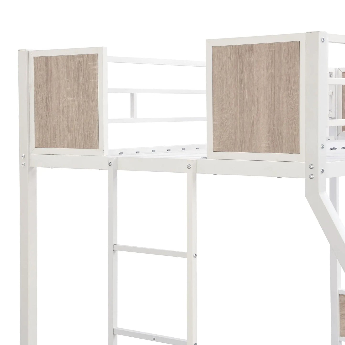 Modern Metal Bunk Bed with Dual Side Ladder