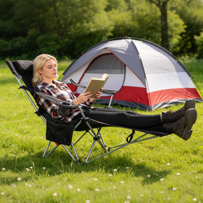 GemGear reclining camping chair with footrest and headrest, cup holder, lounge near tent on Tampa Home & Garden Store
