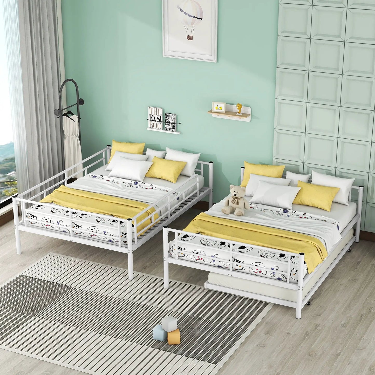 Steel Construction Bunk Bed white metal frame with twin beds by Unique Piece Furniture on Tampa Home & Garden Store