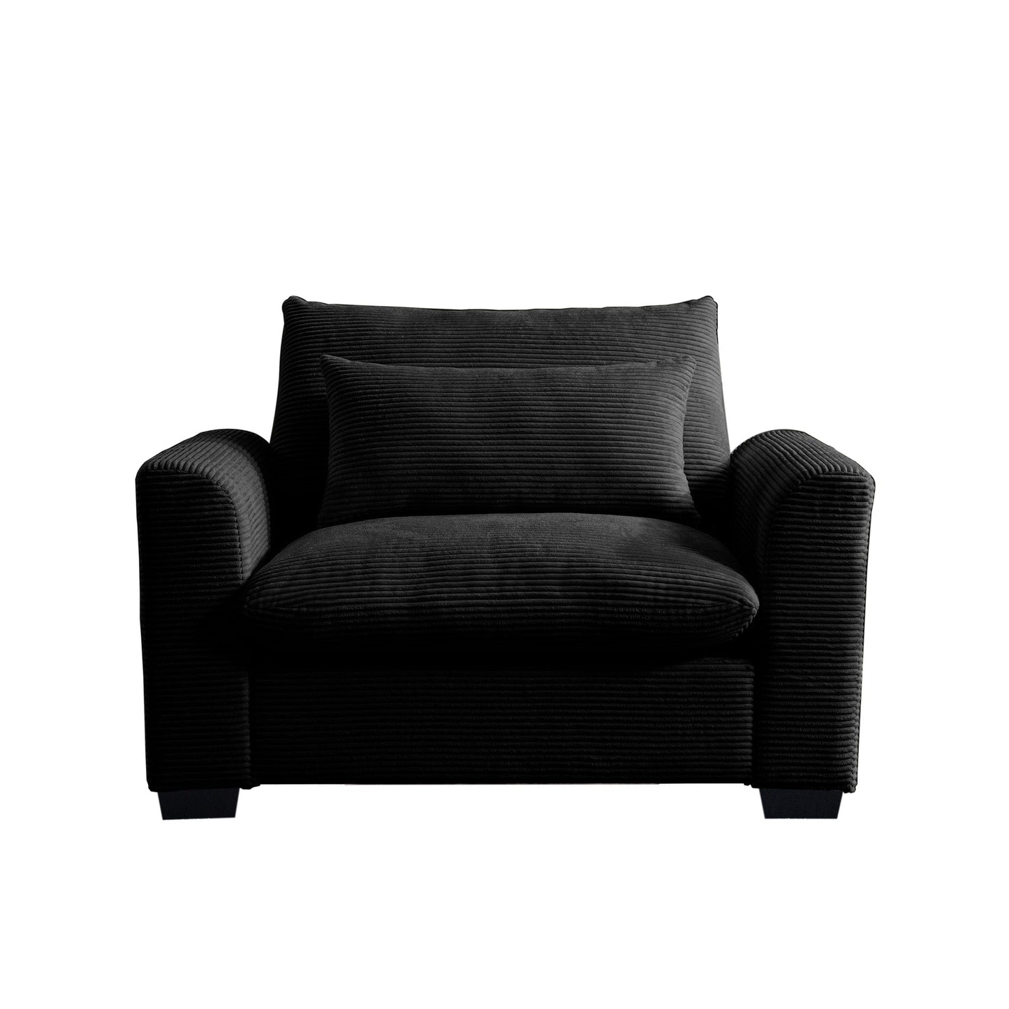 Black Corduroy Deep Seat Single Accent Chair