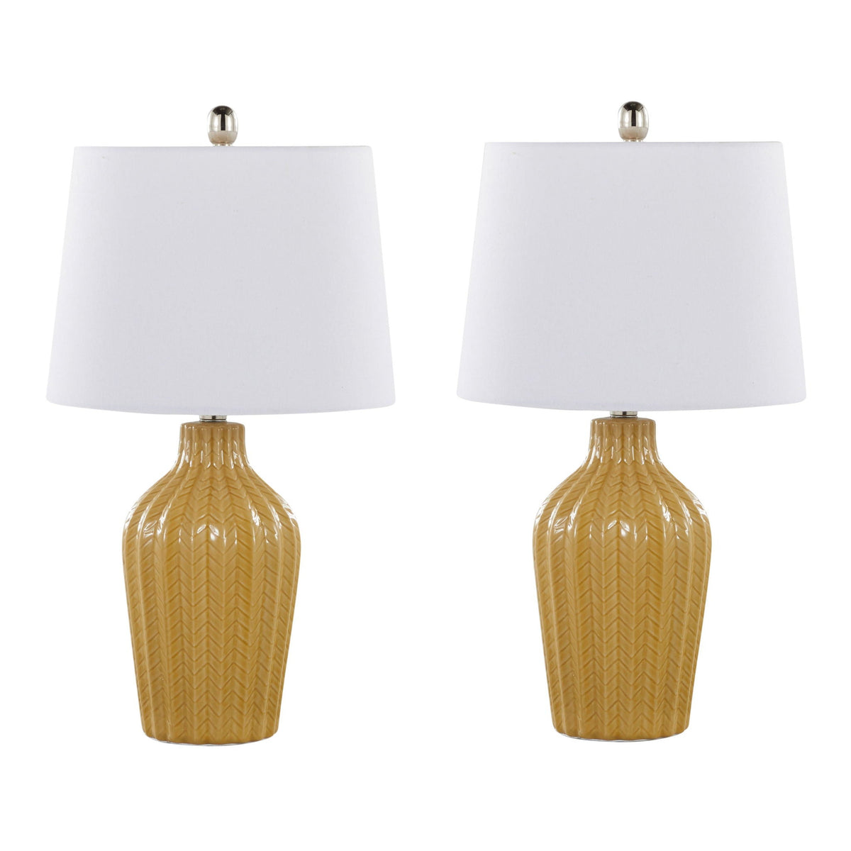 Rockwell Lamp 2pk white shade tan ceramic base HouseOfZazla on Tampa Home & Garden Store