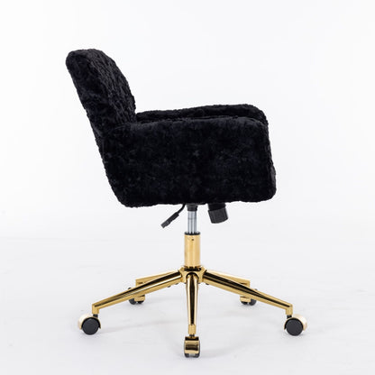 Office Chair with Rabbit Hair and Metal Base