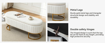 The Velvet Storage Bench with Gold Metal Legs