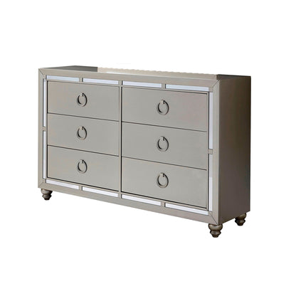 Gemstone Silver Dresser with Mirror Accents by HouseOfZazla, ring-pull drawers on Tampa Home & Garden Store