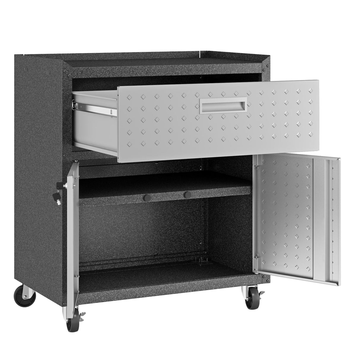 Mobile garage cabinet with locking system in Gray, White, Dark Gray by HouseOfZazla on Tampa Home & Garden Store