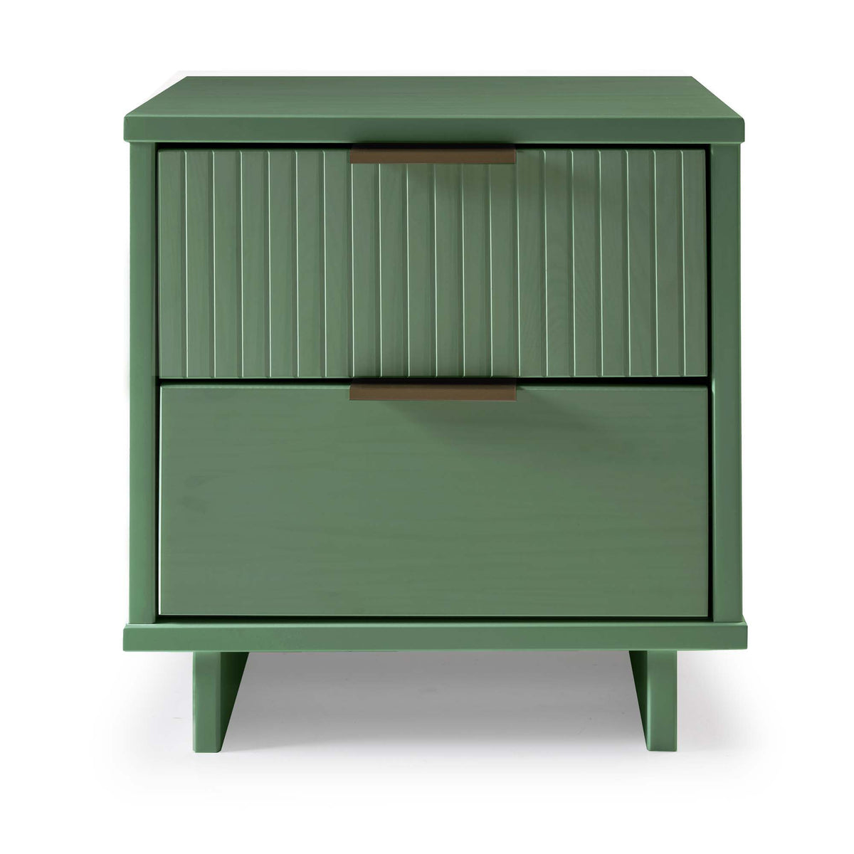 Granville Nightstand with 2 drawers in olive green solid wood, vertical slat fronts on Tampa Home & Garden Store