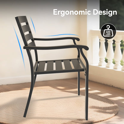 7 Pieces Outdoor Patio Dining Set by HouseOfZazla in black metal with ergonomic design on Tampa Home & Garden Store