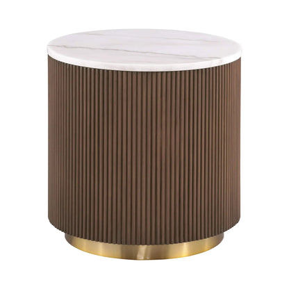Modern Round Table with Marble Top Gold Accents
