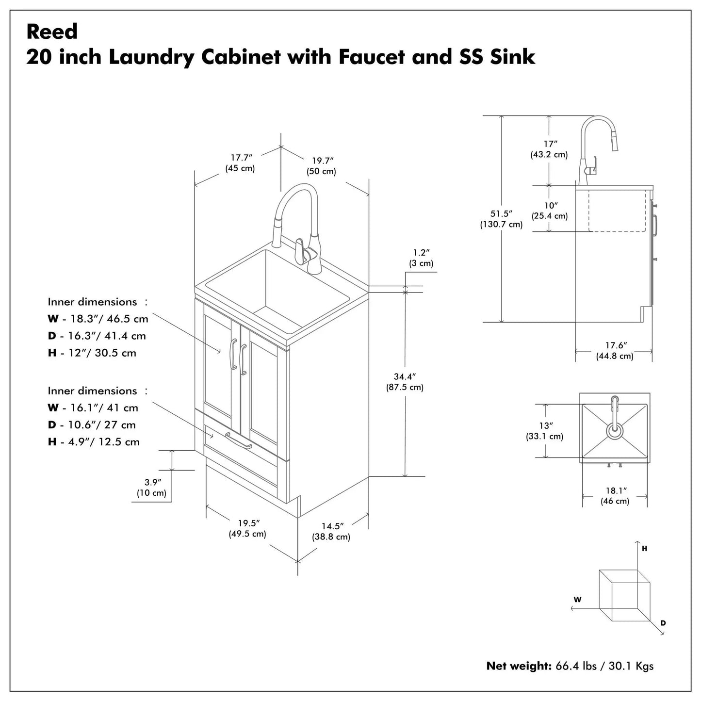 Reed Deluxe Laundry Cabinet with Pull-Out Faucet
