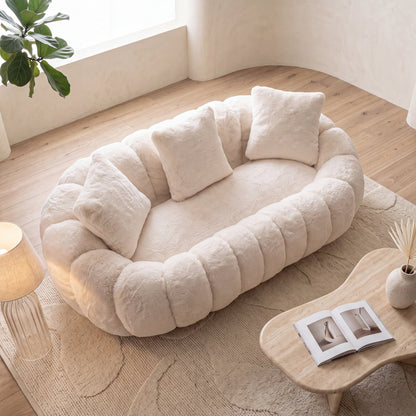 Floral Faux Fur and Ultra Soft Two Seater Sofa