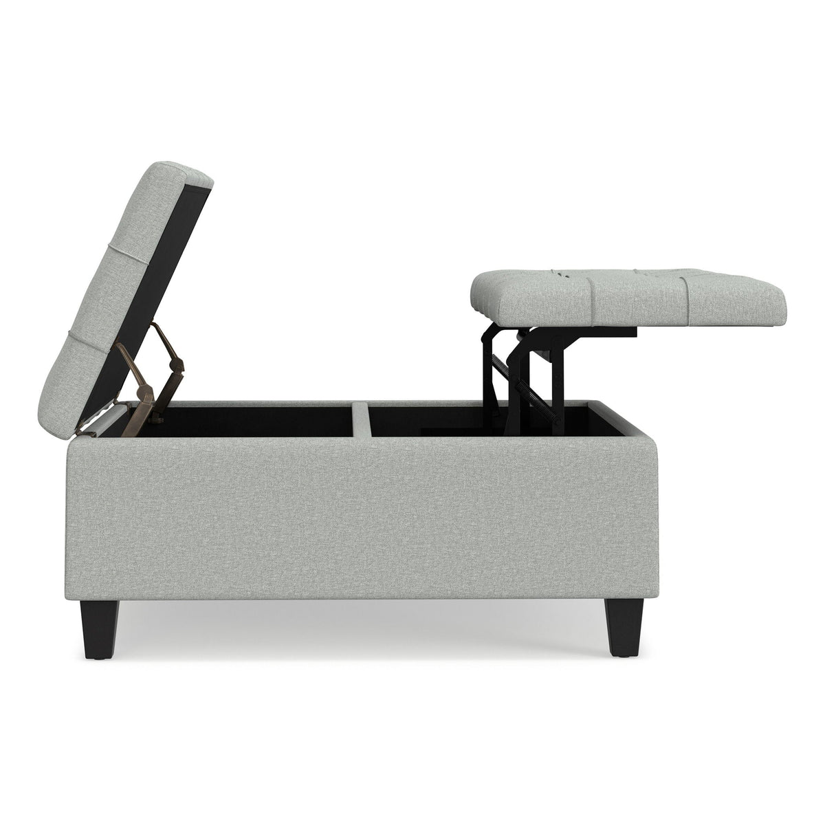 Stone gray fabric storage ottoman with lift top and concealed storage compartment on Tampa Home & Garden Store