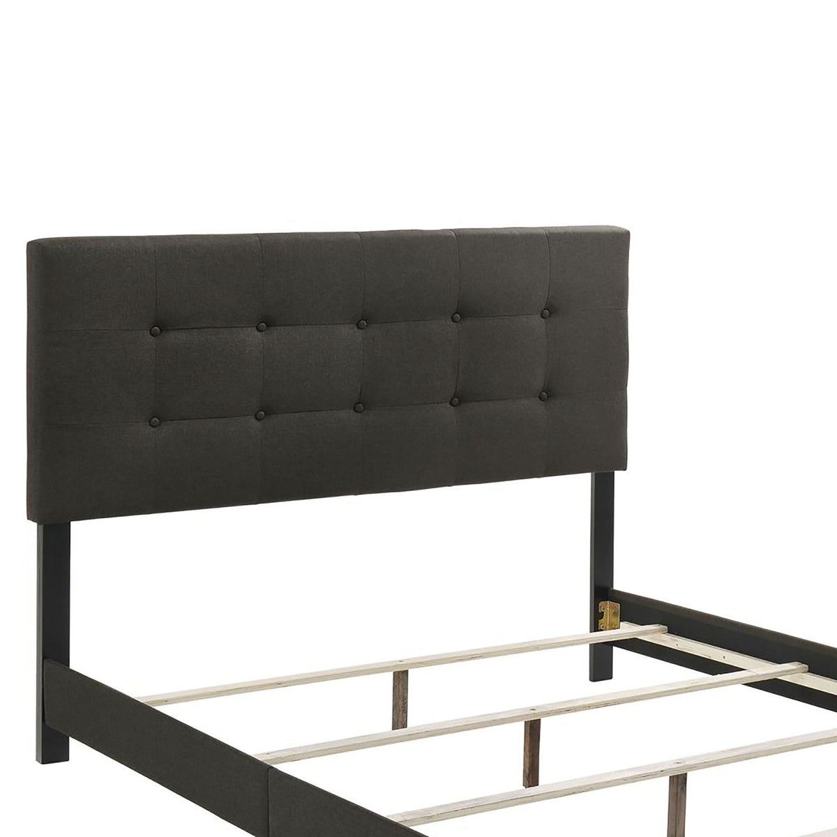 Tufted panel bed by HouseOfZazla in dark gray upholstery with button tufting on Tampa Home & Garden Store