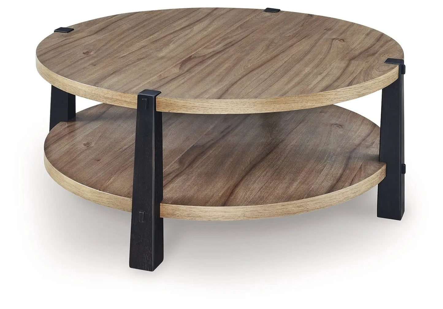 Ridgester Round Table end table in natural wood with black legs by Unique Piece Furniture on Tampa Home & Garden Store