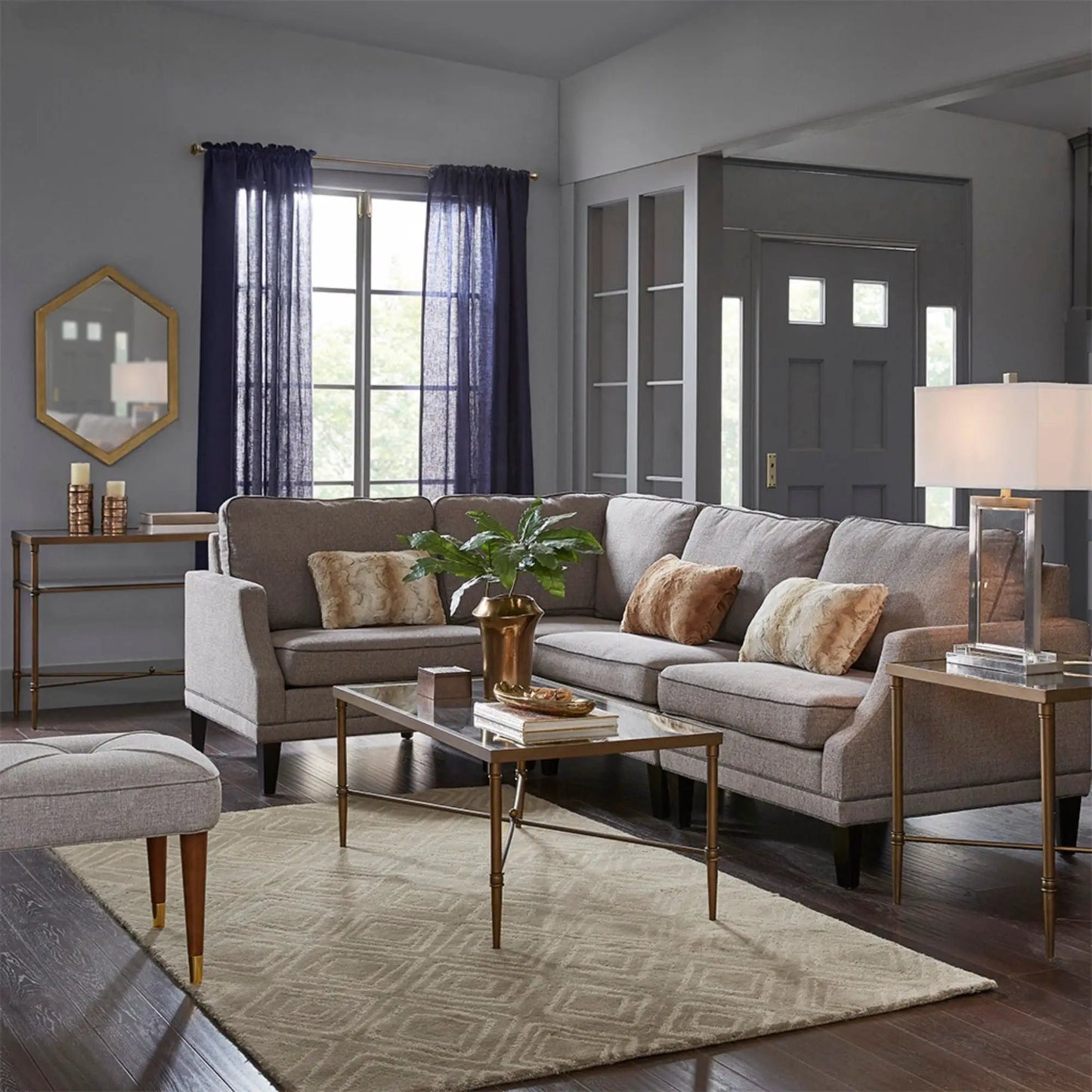 Bronze Metal Coffee Table with Tempered Glass Top
