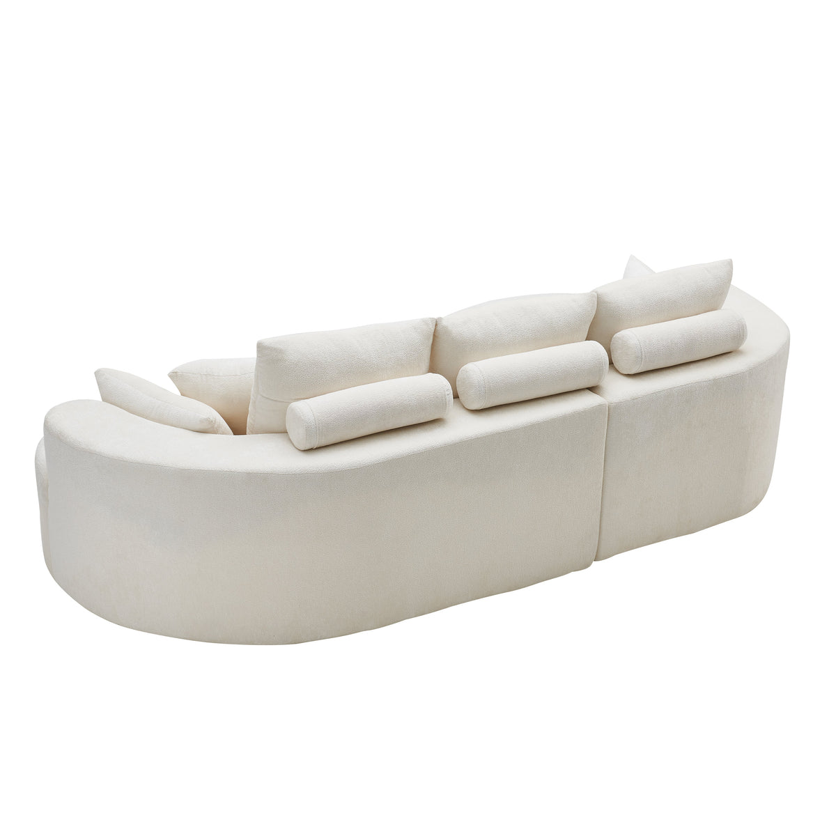 Sectional sofa 106 in two-piece fabric cloud curved with chaise beige chenille HouseOfZazla on Tampa Home & Garden Store