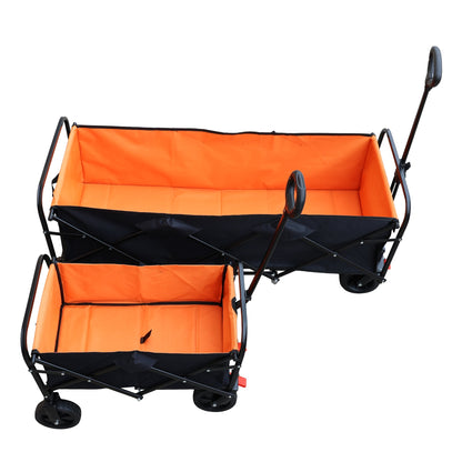 Big Capacity Folding Wagon Cart with Extender orange fabric on black frame outdoor wagon on Tampa Home & Garden Store