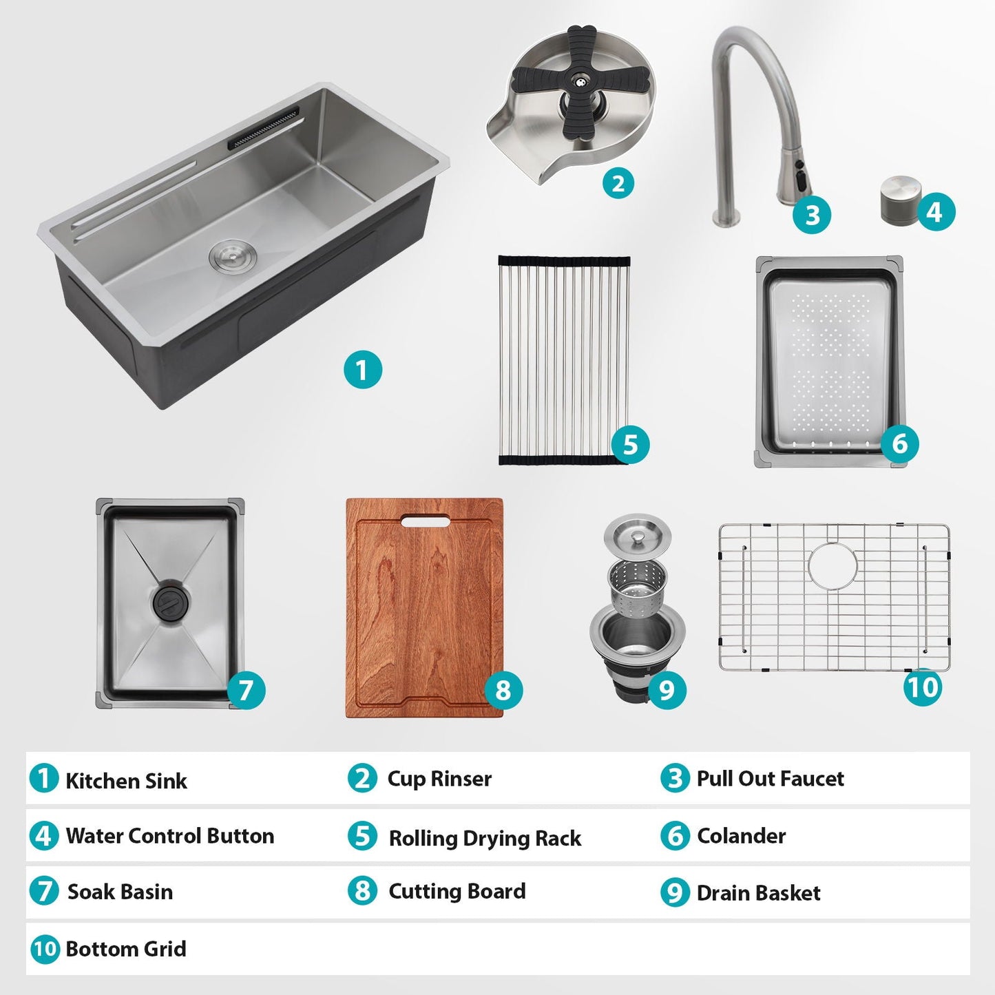 Undermount Workstation Sink and Faucet Set