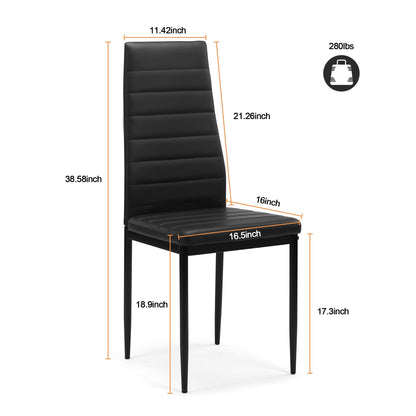 5 Piece Dining Set with Glass Table and 4 Chairs
