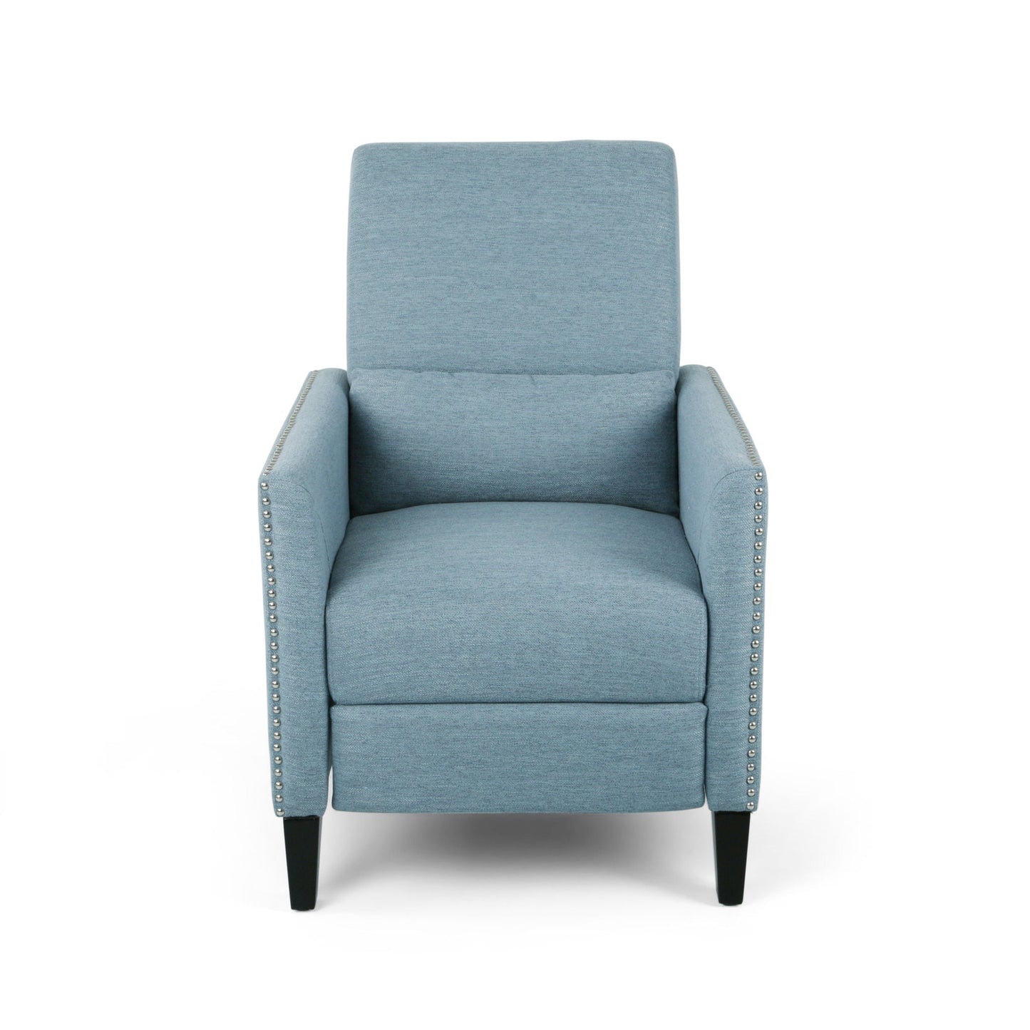 Repose upholstered recliner chair with nailhead trim in light blue on Tampa Home & Garden Store