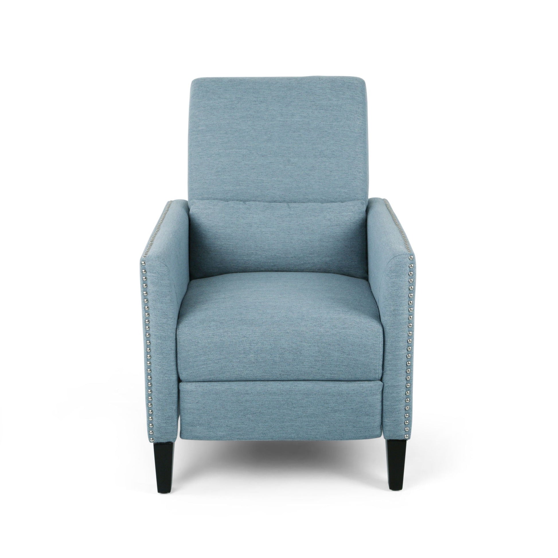 Repose upholstered recliner chair with nailhead trim in light blue on Tampa Home & Garden Store