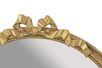 Round gold-toned wood frame wall mirror with scrollwork crown by HouseOfZazla on Tampa Home & Garden Store