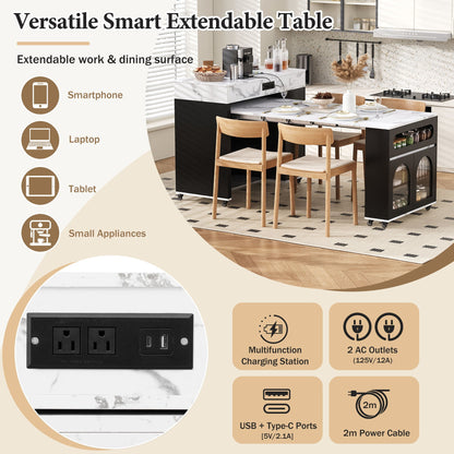 Extendable Table and Rolling Kitchen Island Cart
