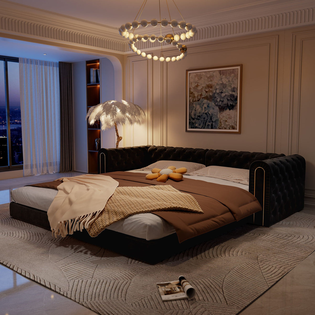 3 In 1 Convertible Sofa and Ottoman Bed