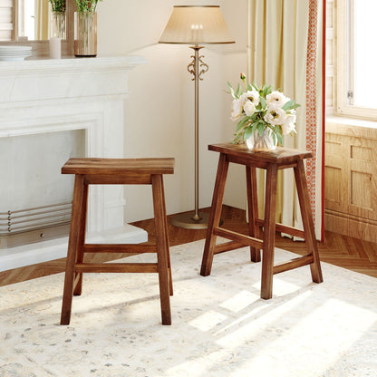 Rustic Kitchen Island and Two Wooden Bar Stools