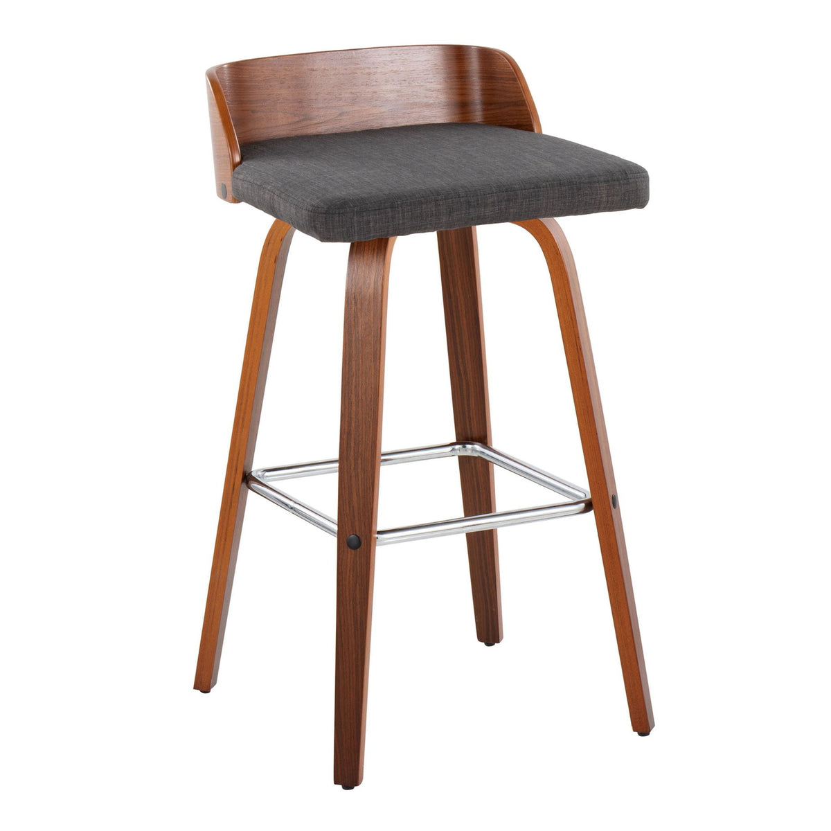 Maya barstool set gray upholstered seat with wood back and chrome footrest by HouseOfZazla on Tampa Home & Garden Store
