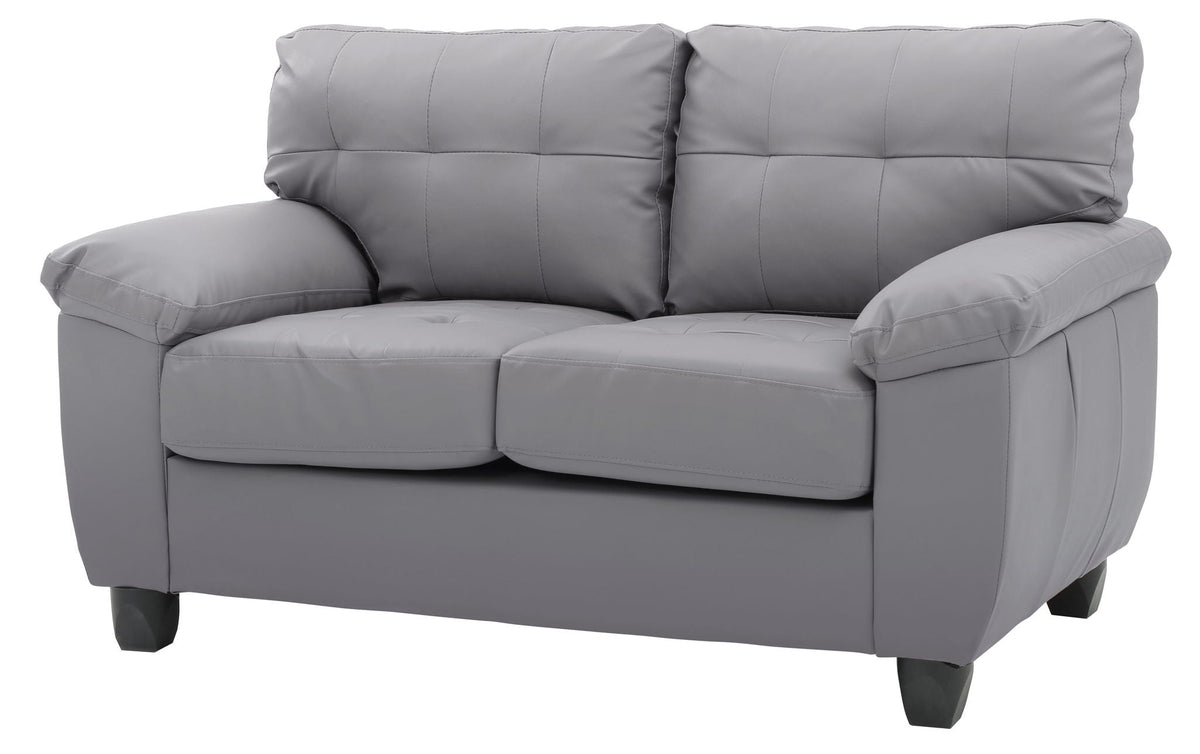 Stylish Loveseat With Padded Arms in gray faux leather upholstery by HouseOfZazla on Tampa Home & Garden Store