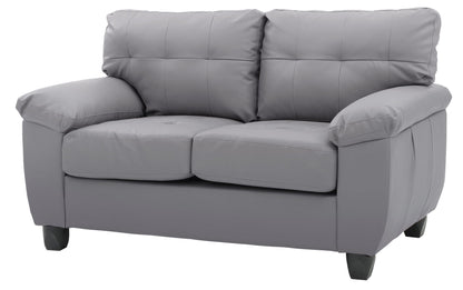 Stylish Loveseat With Padded Arms in gray faux leather upholstery by HouseOfZazla on Tampa Home & Garden Store