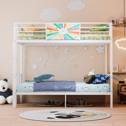 Bunk bed by HouseOfZazla, white finish, converts to two twins with ladder, guardrails, sun panel on Tampa Home & Garden Store