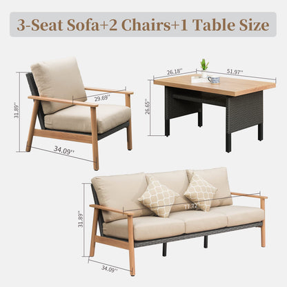 4-Piece Outdoor Wicker Patio Furniture For Garden